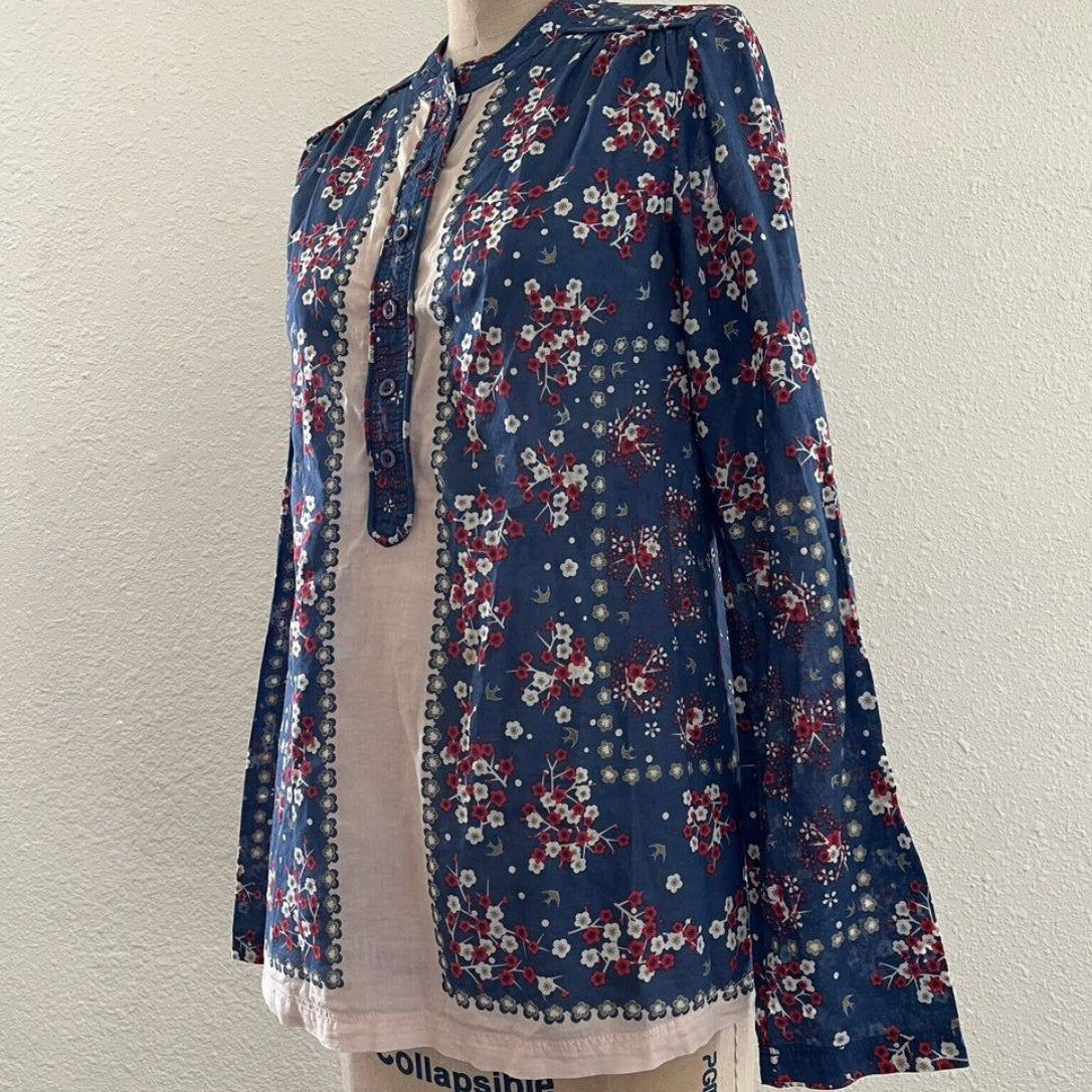 Paul & Joe Sister Blue Floral Cotton Voile Top