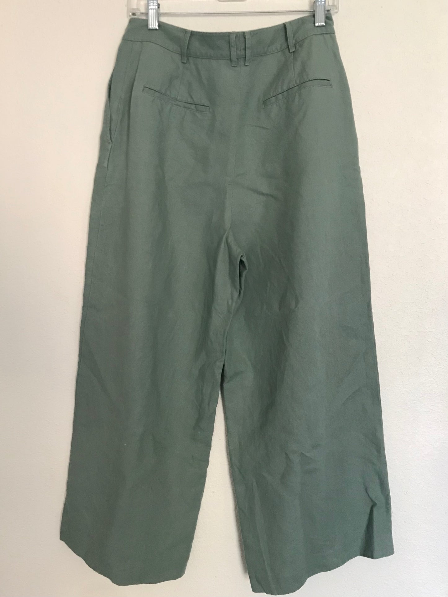 Rag & Bone Green Linen Wide Leg Pleated Casual Pants