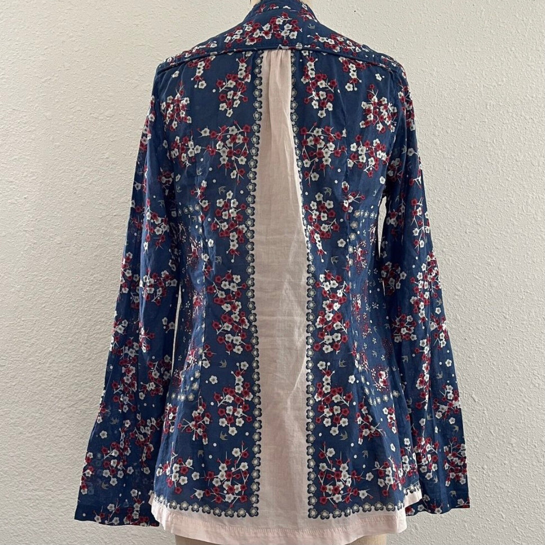 Paul & Joe Sister Blue Floral Cotton Voile Top