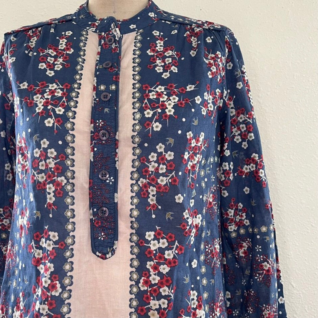 Paul & Joe Sister Blue Floral Cotton Voile Top