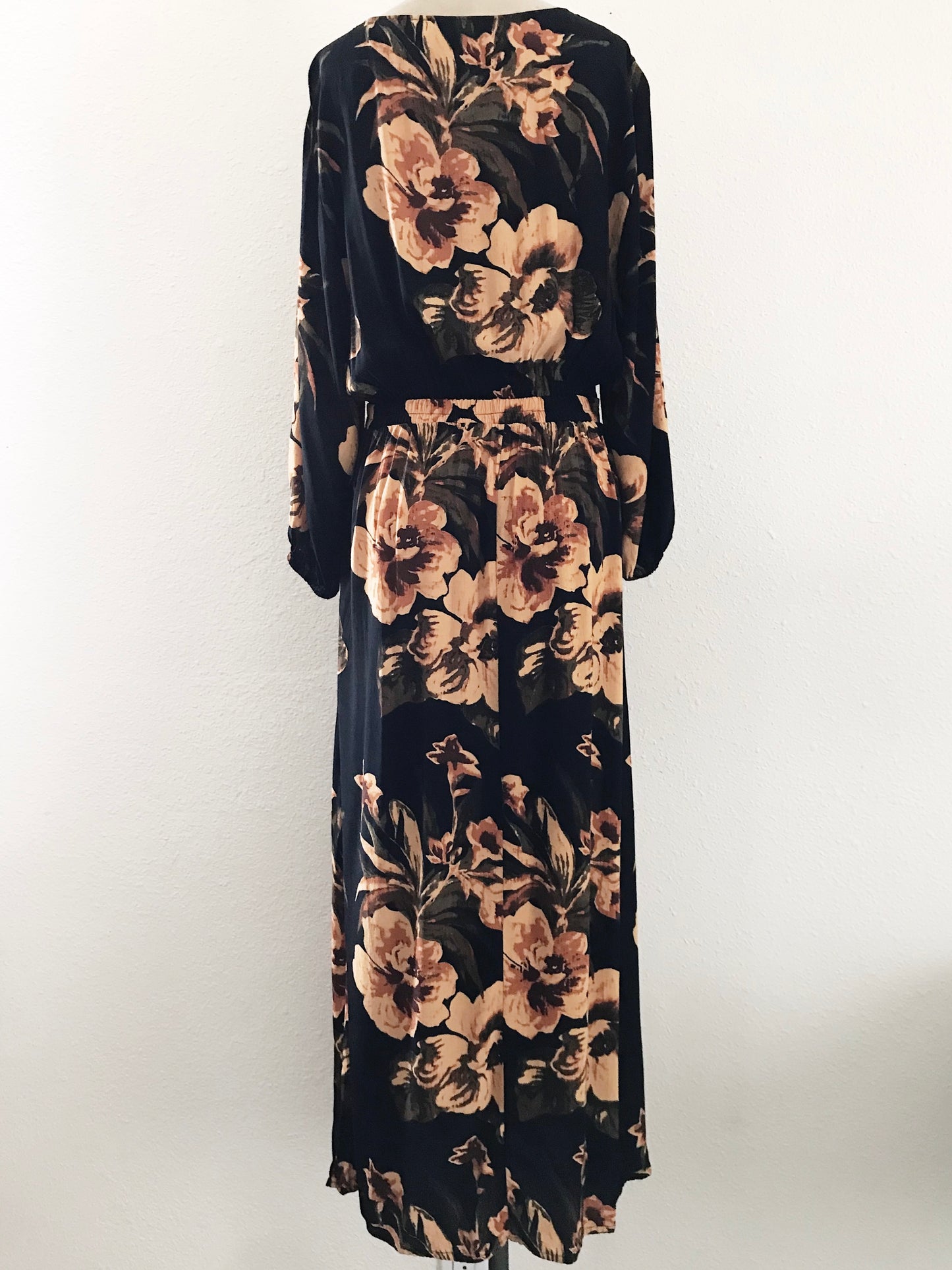 Prelovely | Faithfull the Brand Black + Yellow Floral Midi Dress