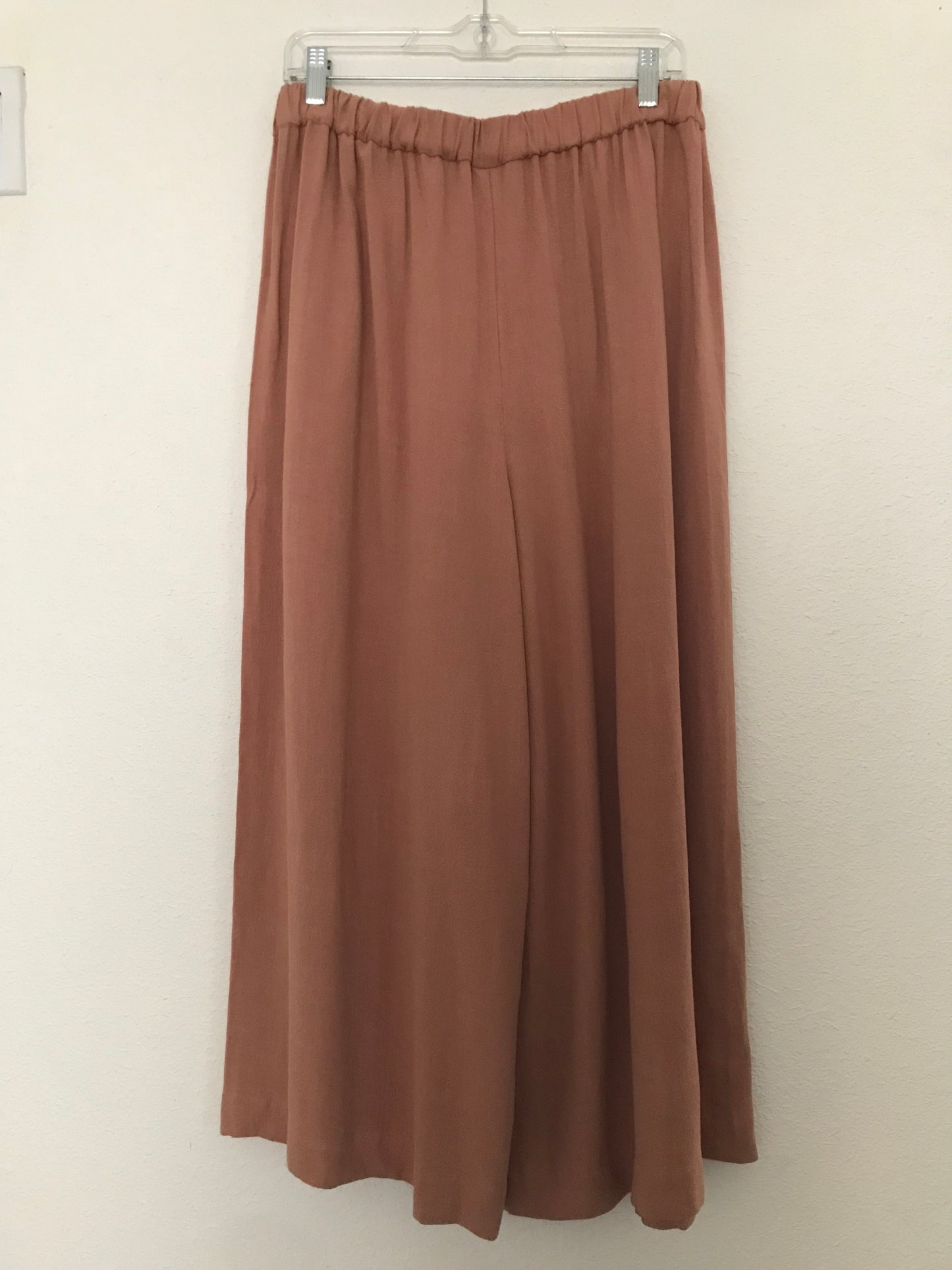 Final Touch Peach Cropped Wide Leg Pleated Cotton Linen Pants