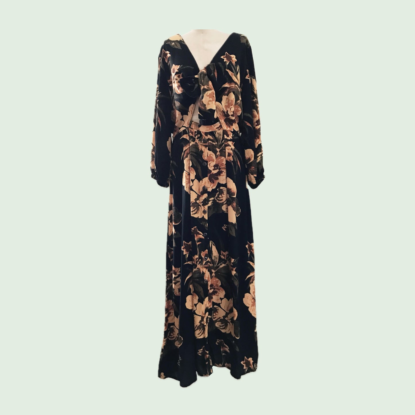 Faithfull the Brand Black + Yellow Floral Midi Dress