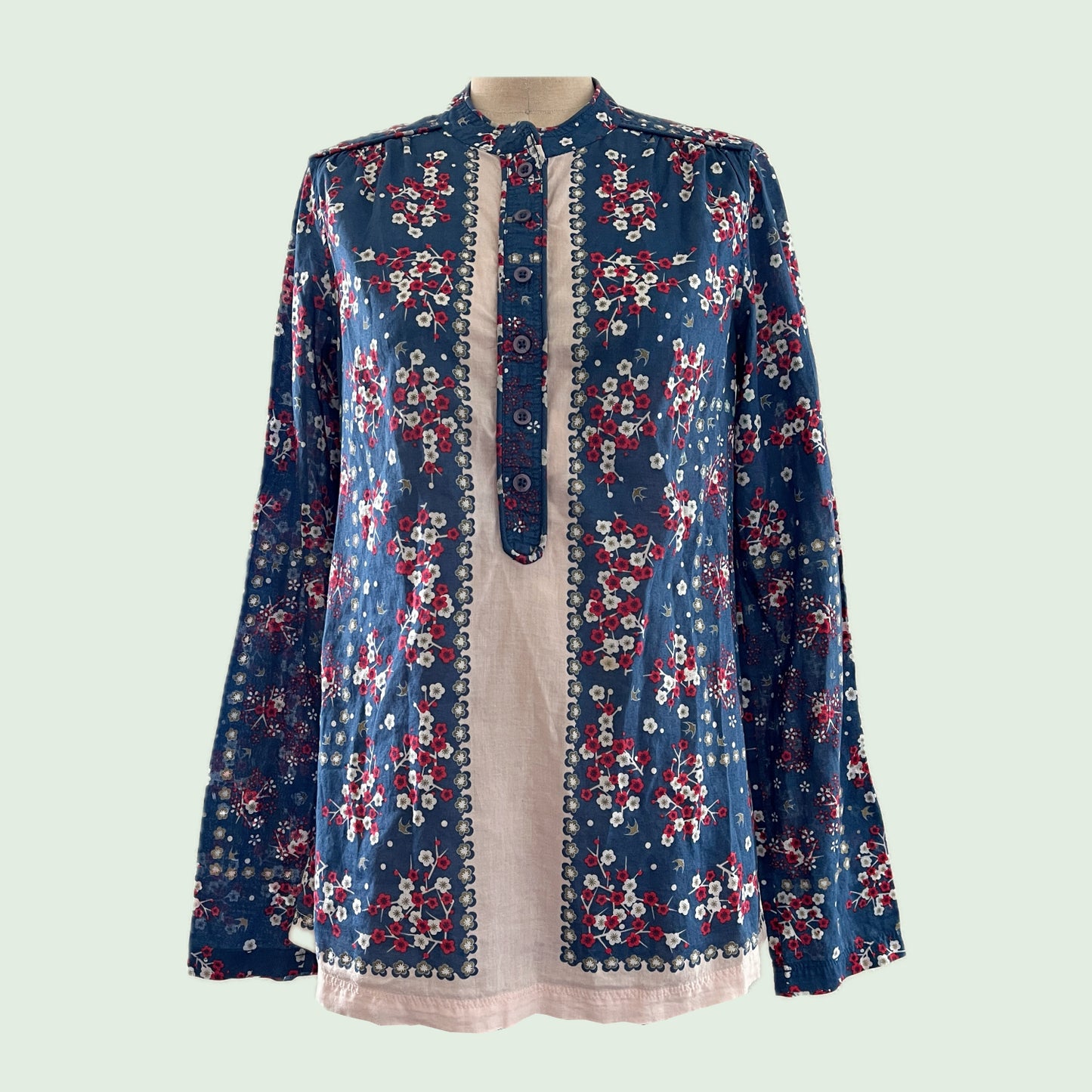 Paul & Joe Sister Blue Floral Cotton Voile Top